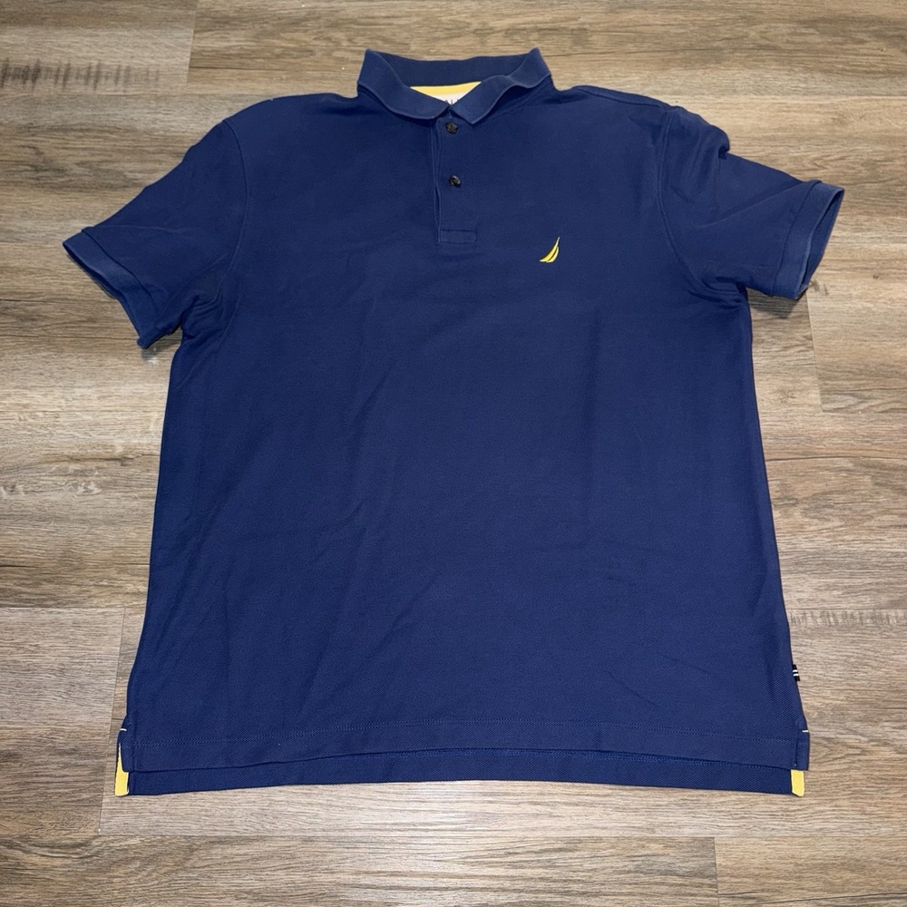 NAUTICA Shirt Mens Medium True Deck Slim Fit Polo Navy Blue